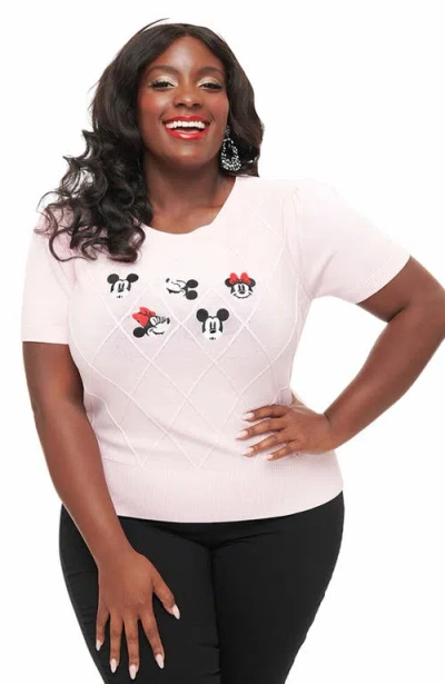 Unique Vintage Plus Size Embroidered Sweater In Pink