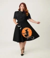 Unique Vintage Plus Size High Waist Soda Shop Swing Skirt In Black