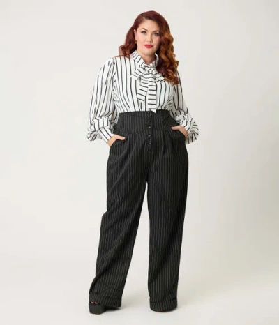 Unique Vintage Plus Size High Waist Trouser In White