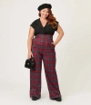 Unique Vintage Plus Size High Waist Trouser In Red