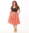 Unique Vintage Plus Size Jayne Swing Skirt In Red