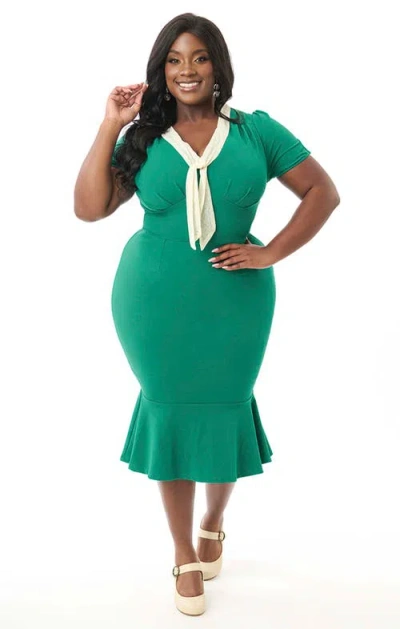 Unique Vintage Plus Size Knit Holloway Peplum Wiggle Dress