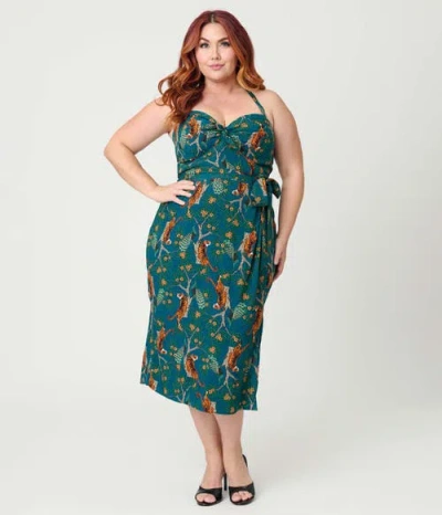 Unique Vintage Plus Size Leilani Sleeveless Sarong Dress In Gray