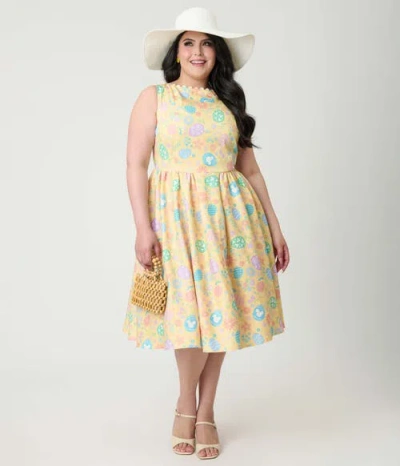 Unique Vintage Plus Size Livvie Swing Dress In Yellow