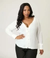 Unique Vintage Plus Size Long Sleeve Blouse In White