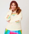 Unique Vintage Plus Size Long Sleeve Sweater In White