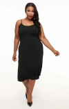 Unique Vintage Plus Size Midi Length Black Stretch Slip In Black