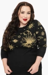 Unique Vintage Plus Size Minou Sweater In Black & Gold