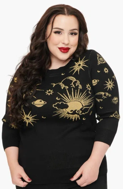 Unique Vintage Plus Size Minou Sweater In Black & Gold