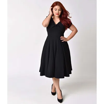 Unique Vintage Plus Size Natalie Swing Dress In Black