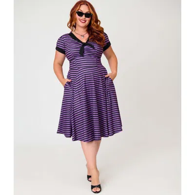 Unique Vintage Plus Size Natalie Swing Dress In Blue