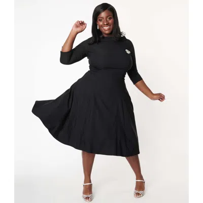 Unique Vintage Plus Size Nicola Swing Dress In Black
