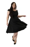 Unique Vintage Plus Size Off The Shoulder Swing Dress In Black