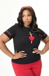 Unique Vintage Plus Size Patterned Short Sleeve Sweater In Black