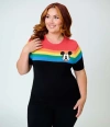 Unique Vintage Plus Size Patterned Short Sleeve Sweater In Multi