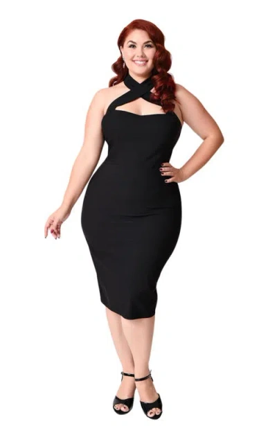 Unique Vintage Plus Size Penelope Wiggle Dress In Black