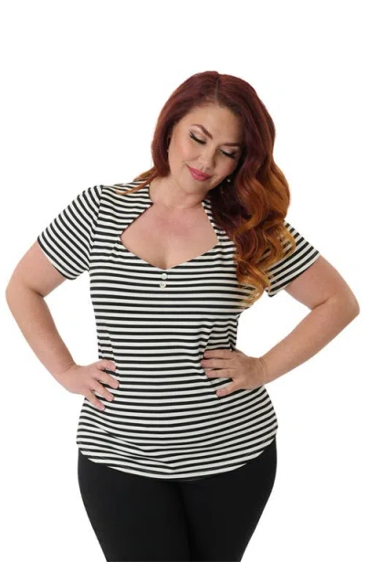 Unique Vintage Plus Size Pentagon Collar Knit Top In Multi