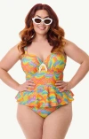 Unique Vintage Plus Size Peplum Solana Tankini Swim Top In Multi