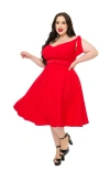 Unique Vintage Plus Size Prairie Swing Dress In Red