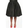Unique Vintage Plus Size Printed Woven Gellar Swing Skirt In Black
