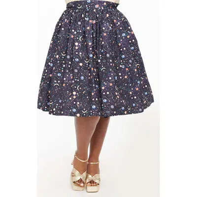 UNIQUE VINTAGE UNIQUE VINTAGE PLUS SIZE PRINTED WOVEN GELLAR SWING SKIRT 