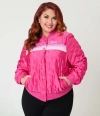 Unique Vintage Plus Size Quilted Varsity Jacket In Multi