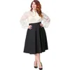 Unique Vintage Plus Size Retro Style High Waist Vivien Swing Skirt In Black