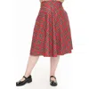 Unique Vintage Plus Size Retro Style High Waist Vivien Swing Skirt In Red Plaid