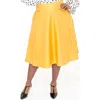 Unique Vintage Plus Size Retro Style High Waist Vivien Swing Skirt In Yellow