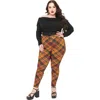 Unique Vintage Plus Size Rizzo Cigarette Pants In Mustard & Burgundy Plaid