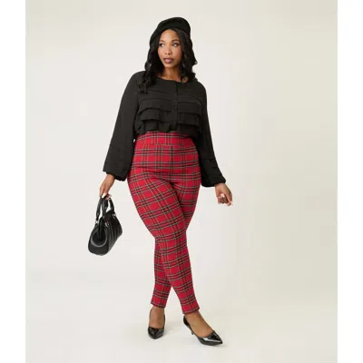 Unique Vintage Plus Size Rizzo Cigarette Pants In Red