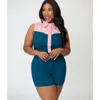 Unique Vintage Plus Size Rodeo Ready Romper In Blue