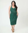 Unique Vintage Plus Size Romper & Sarong Set In Green