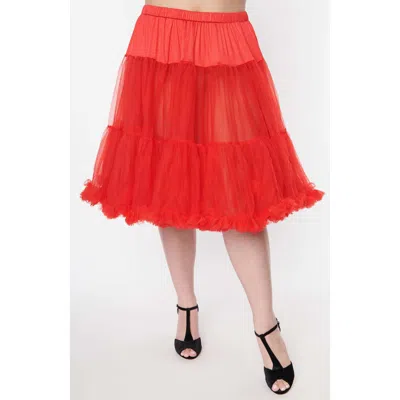 Unique Vintage Plus Size Ruffled Petticoat Crinoline In Red