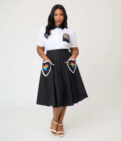 Unique Vintage Plus Size Sally Swing Skirt In Black