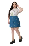 Unique Vintage Plus Size Scallop Hem Mini Skirt In Blue