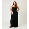 Unique Vintage Plus Size Sheer Spiderweb Godet Maxi Dress In Black