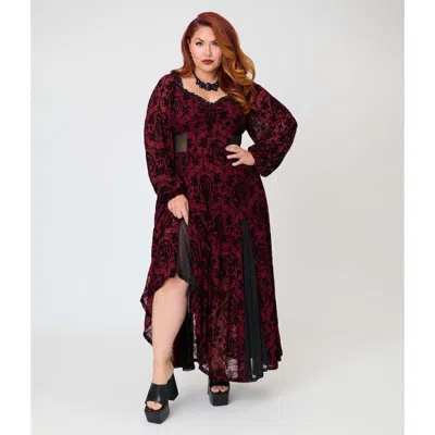 Unique Vintage Plus Size Sheer Spiderweb Godet Maxi Dress In Multi