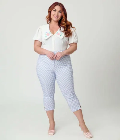 Unique Vintage Plus Size Short Sleeve Oversized Collar Blouse In White