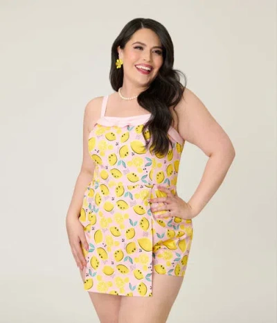 Unique Vintage Plus Size Skirted Dolly Romper In Multi