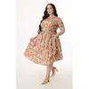 Unique Vintage Plus Size Smocked Back Swing Dress In Multi