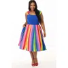 Unique Vintage Plus Size Square Neck Sleeveless Godet Swing Dress