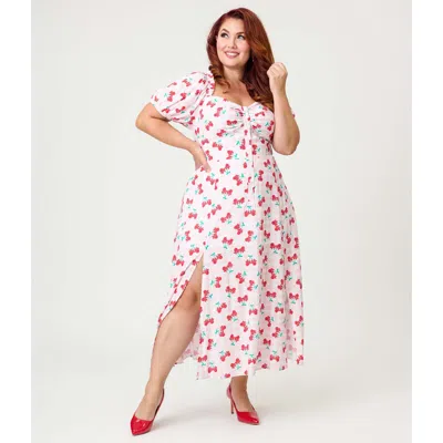 Unique Vintage Plus Size Sweetheart Midi Dress In Pink