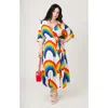 Unique Vintage Plus Size Tie Wrap Surplice Midi Dress