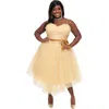 Unique Vintage Plus Size Tulle Sweetheart Cupcake Swing Dress In Yellow