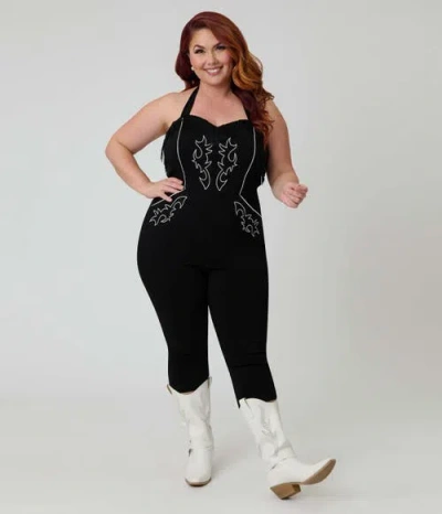 Unique Vintage Plus Size Western Maines Jumpsuit In Black