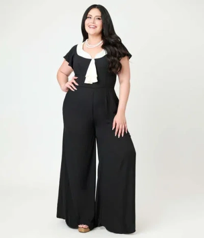 Unique Vintage Plus Size Wide Leg Jumpsuit In Black