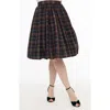 Unique Vintage Printed Woven Gellar Swing Skirt In Black Plaid