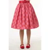 Unique Vintage Printed Woven Gellar Swing Skirt In Pink Plaid