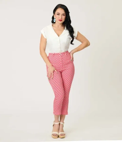 Unique Vintage Rachelle Capri Pants In Red